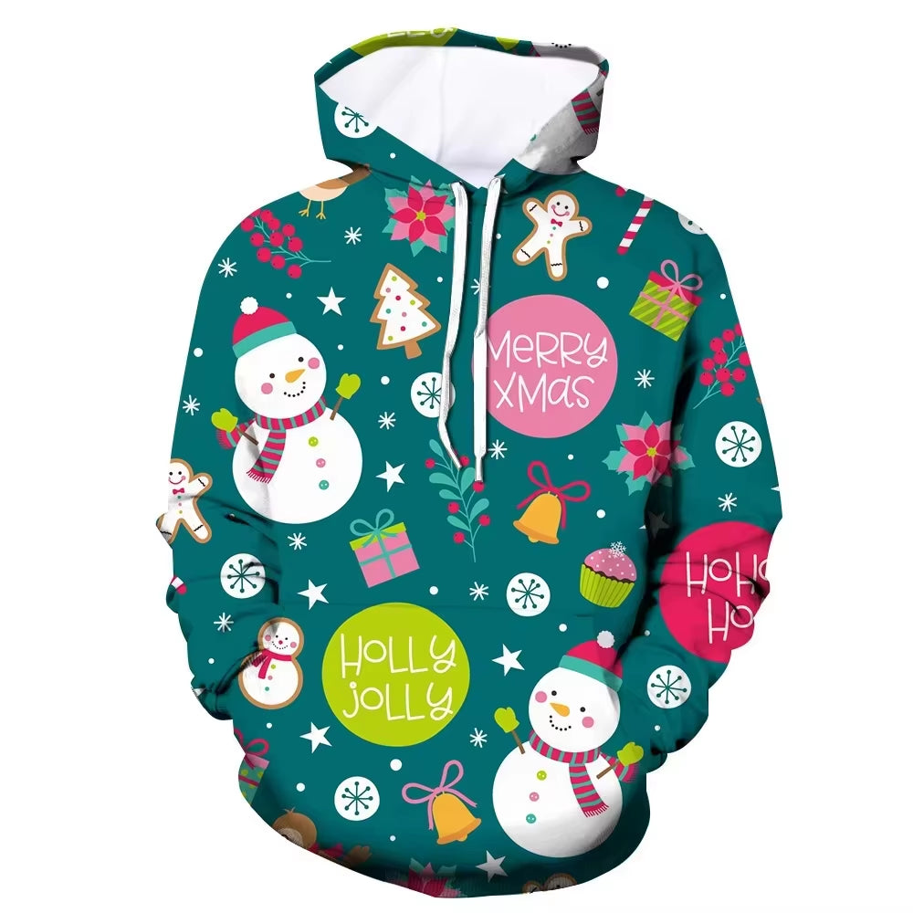 Autumn and Winter Men'S Clothes 3D Printed Christmas Pattern Men'S Hoodie Men Loose Casual Oversized Kid Hoodie Women Hoodie