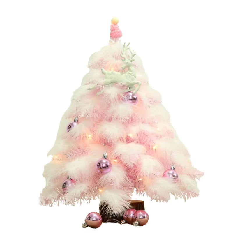 Pink Christmas Tree Package 45Cm/60Cm Mini Feather Christmas Tree Tabletop Ornament Christmas Ornament