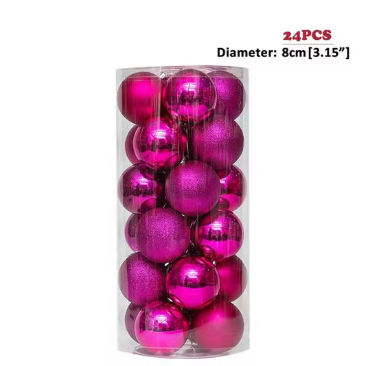 New 24Pcs/Lot 8Cm Color Decoration Ball Christmas Tree Hang Ornaments Shiny Bauble Ball for Home House Bar Party Decor