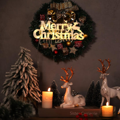 Merry Christmas Sign Lighted for Wreath LED Hanging Window Decorative Light Glowing Letter Sign Light up Board for Xmas Tree Wall Door Fireplace Indoor Outdoor, 2 Modes