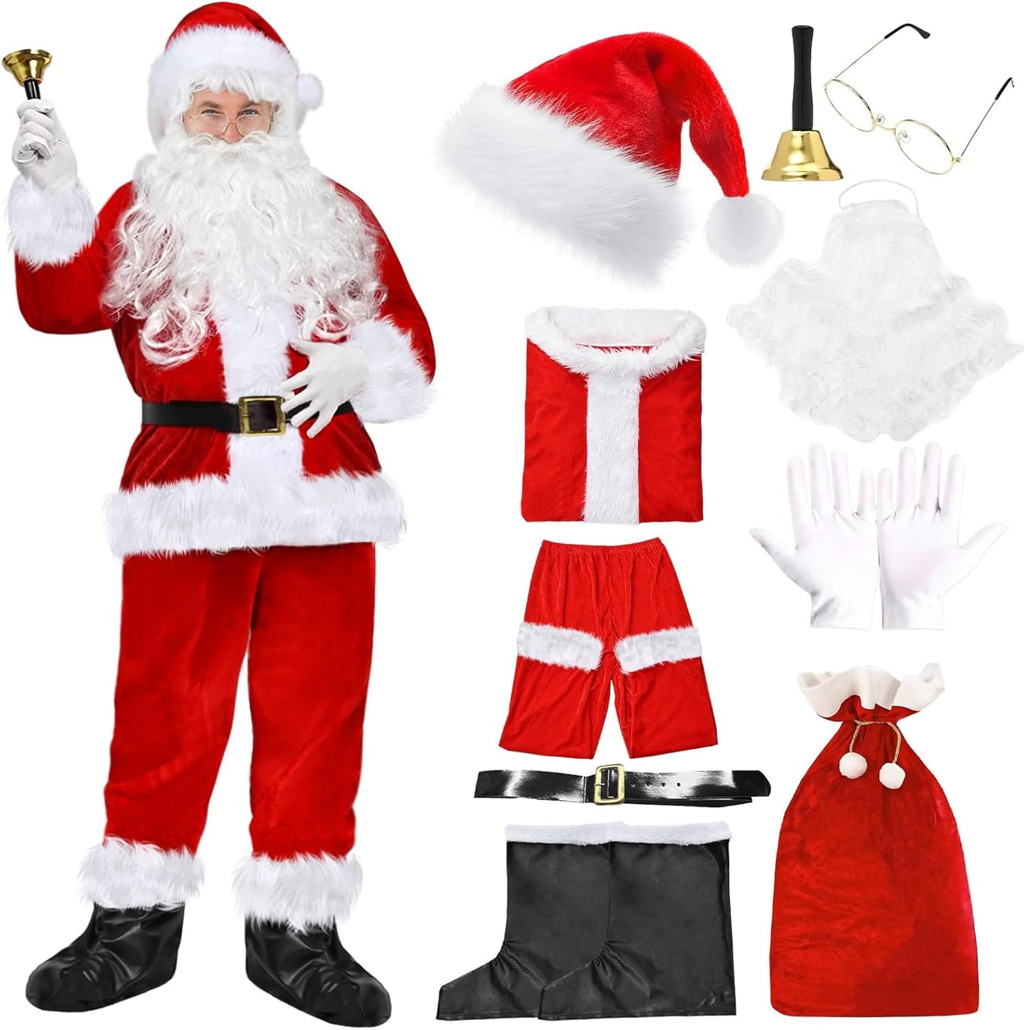 Adult Mens Santa Claus Costume Santa Suit Santa Fancy Dress Xmas Cosplay Outfit