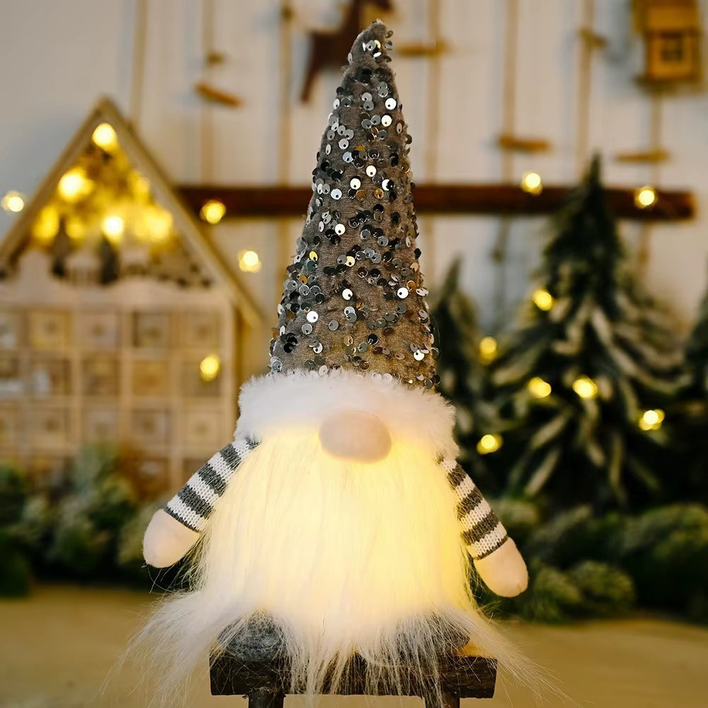 2025 Gnome Christmas Decorations 30Cm Light up Christmas Gnomes Plush Doll Ornaments Knited Elf Dwarf Gift Home Table Decoration