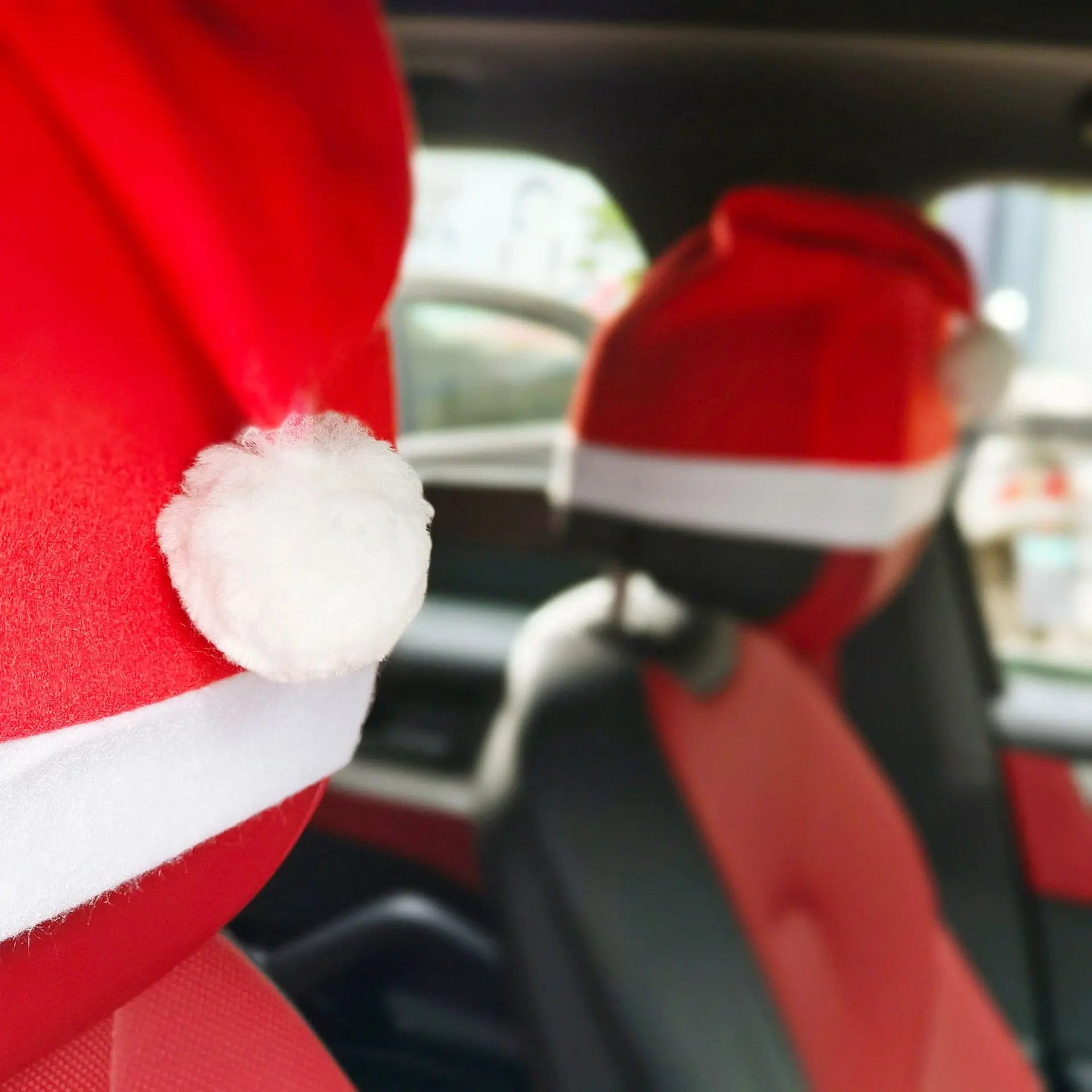 Car Headrest Cover Father Christmas Hat Car Seat Headrest Cover Christmas Car Headwear Accessories Christmas Decoration Ornament