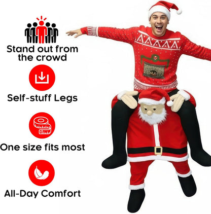 Santa Piggyback Costume, Santa Costume Adult, Christmas Costumes for Men, Christmas Costumes for Women