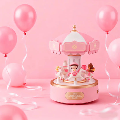 Christmas Style Carousel&Small Flame Music Box Ambient Light, Rechargeable Night Light, Christmas, Birthday Decorative Light