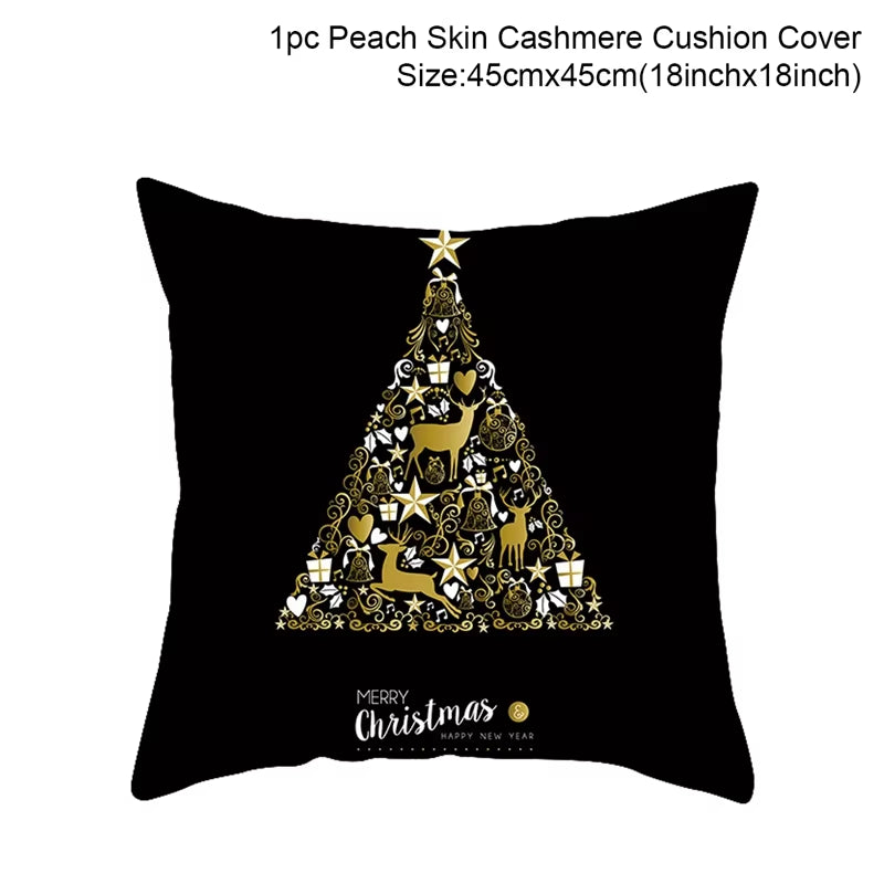 Christmas Cushion Cover Merry Christmas Decorations for Home 2023 Christmas Ornament Navidad Xmas Santa Natal Noel New Year 2024