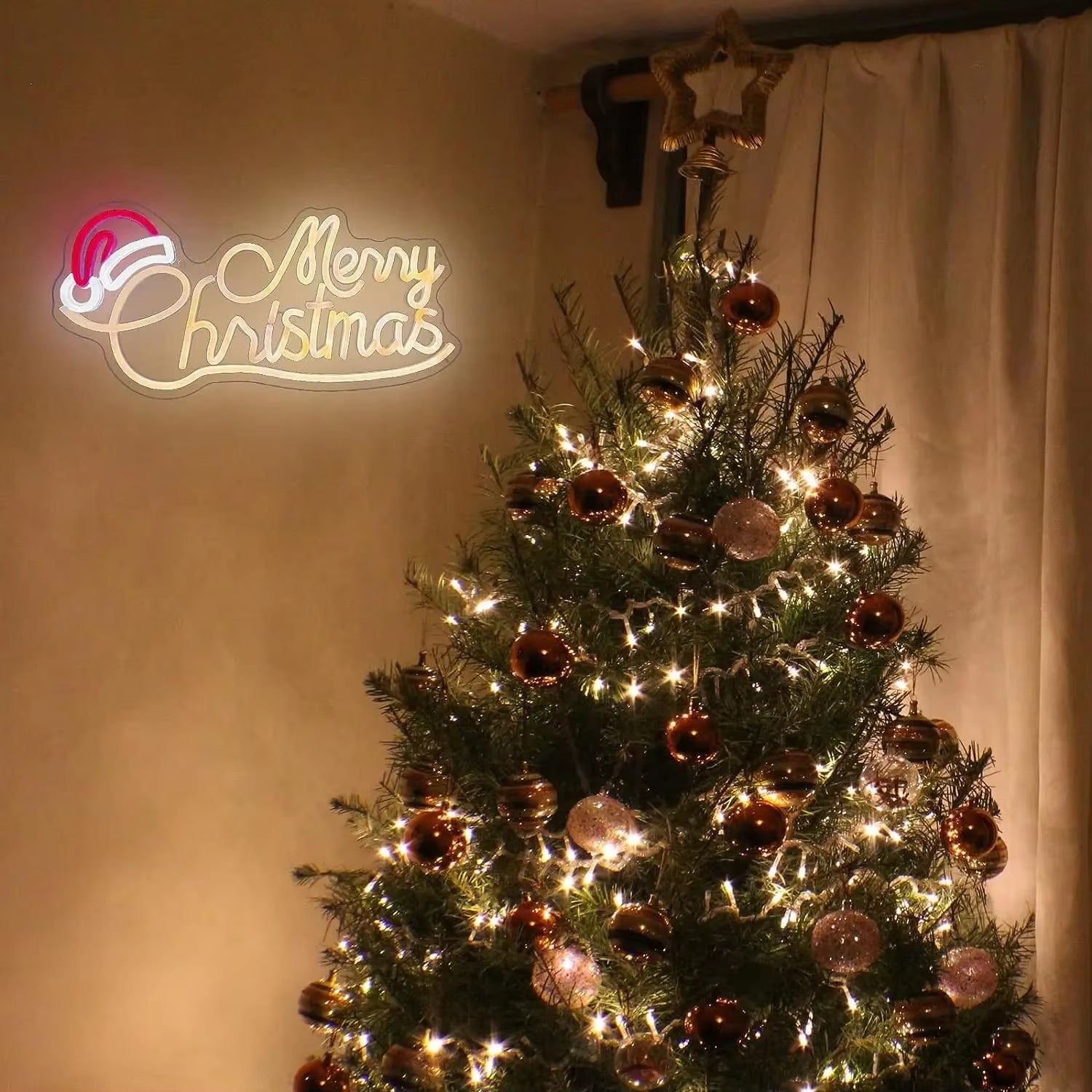 Merry Christmas Neon Sign LED Neon Light for Christmas Festival Christmas Neon Sign Neon Decor Merry Xmas Neon Sign Decor