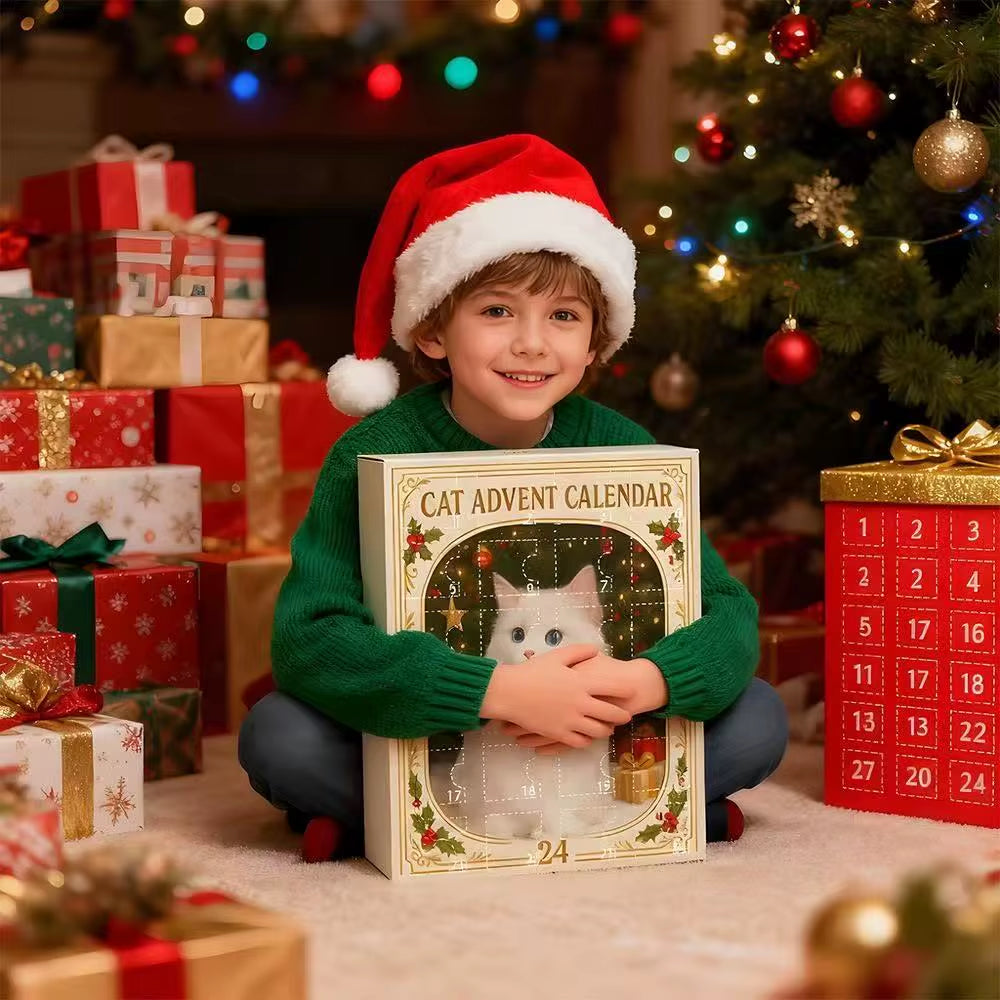 Cat Advent Calendar 2025 24 Days Christmas Countdown with 24 Different Breeds 2D Acrylic Cute Kitten Christmas Tree Ornaments