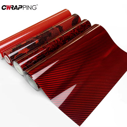 Red Series Car Sticker Vinyl Wrap for Motorcycle Vinyls High Glossy PET Adhesive Vinyl Carbon Fiber Christmas Car Wrapping Film