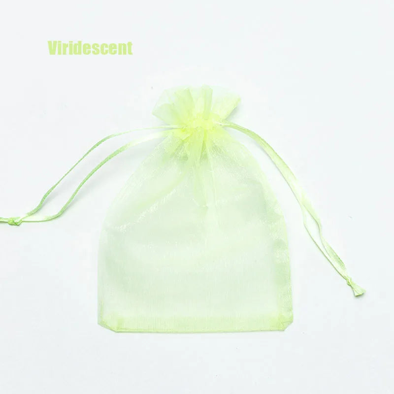 RE 100Pcs 22 Colors 7X9 9X12Cm 10X15 13X18Cm Wedding Christmas Gift Drawable Organza Bags Jewelry Packaging Display & Pouches 13