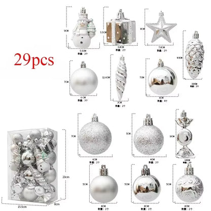 29/40/50Pcs Silver Red Special-Shaped Christmas Ball Ornaments Christmas Tree Party Decoration Christmas Spheres Pendant New