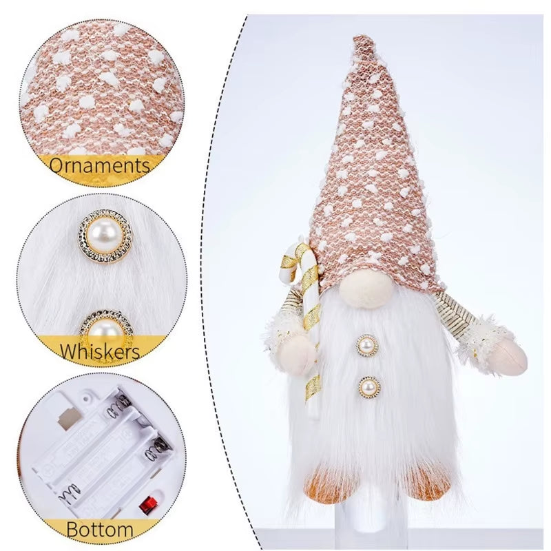 2025 Gnome Christmas Decorations 30Cm Light up Christmas Gnomes Plush Doll Ornaments Knited Elf Dwarf Gift Home Table Decoration