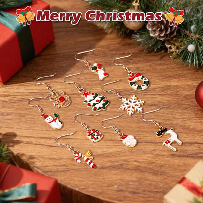 10 Pairs Christmas Earrings Christmas Drop Dangle Earrings for Women Jewellery Set Gifts for Women Girls Kids Xmas Party Decoration Costume