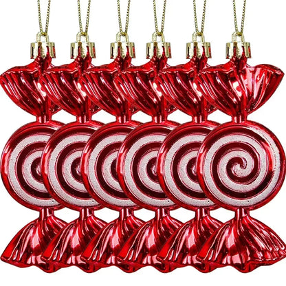 6-24PCS Christmas Lollipop Candy Cane Pendant Xmas Tree Hanging Ball Ornaments Christmas Party Decorations for New Year Gift