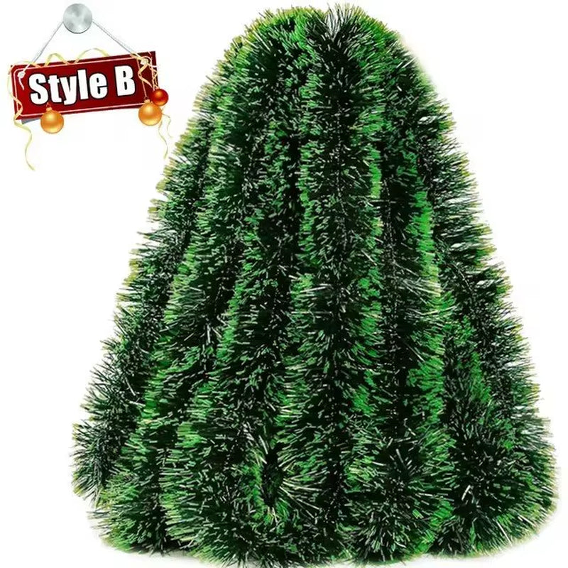 Wholesale Christmas Tinsel Ribbons Garland Green Cane Wreath Xmas Tree Hanging Pendent Ornaments Wedding Party Home Decoration