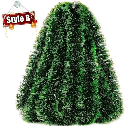 Wholesale Christmas Tinsel Ribbons Garland Green Cane Wreath Xmas Tree Hanging Pendent Ornaments Wedding Party Home Decoration