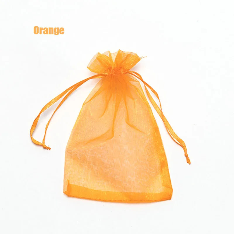 RE 100Pcs 22 Colors 7X9 9X12Cm 10X15 13X18Cm Wedding Christmas Gift Drawable Organza Bags Jewelry Packaging Display & Pouches 13