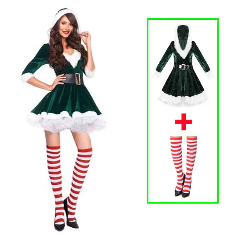 Fashion Miss Claus Dress Santa Claus Cosplay Suit Women Christmas Carnival Party Costumes Xmas New Year Sexy Performance Outfits
