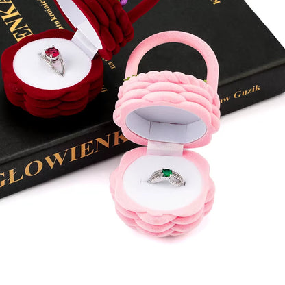 1 Piece Cute Flower Basket Velvet Wedding Engagement Ring Box Gift Box Holder for Earrings Necklace Display Jewelry Case