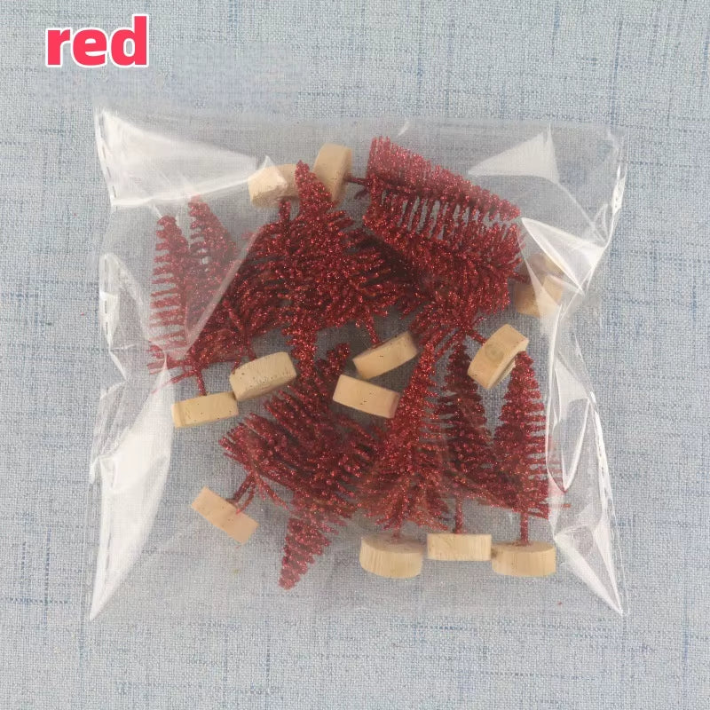 12PCS DIY Mini Christmas Tree 4.5Cm Sisal Silk Cedar Desktop Decoration Small Christmas Tree Xmas New Year Navidad Decor Gifts