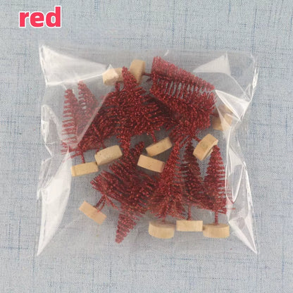 12PCS DIY Mini Christmas Tree 4.5Cm Sisal Silk Cedar Desktop Decoration Small Christmas Tree Xmas New Year Navidad Decor Gifts