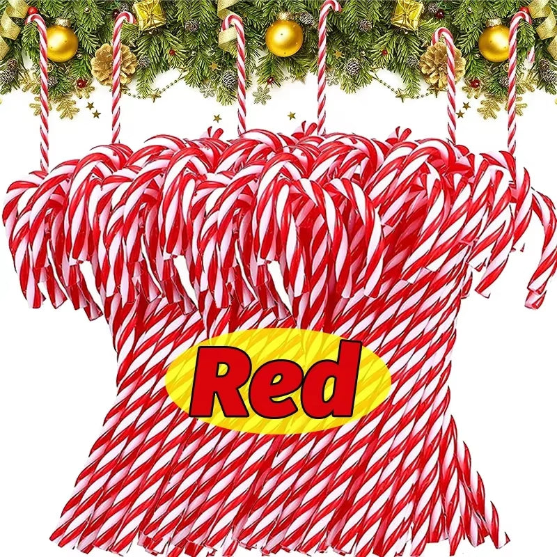 Christmas Candy Canes Hanging Pendants Acrylic Twisted Crutch for Xmas Tree Ornaments New Year Party Home Decoration Supplies