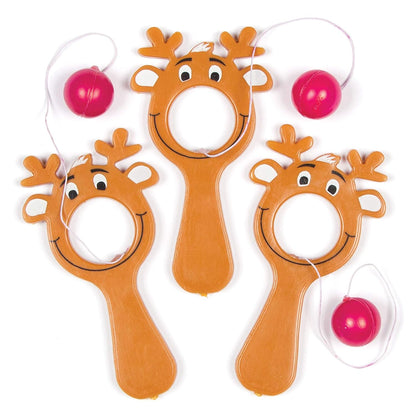 AF834 Mini Reindeer Bat & Ball Games Value Pack — Christmas Novelty Toys for Kids, Perfect Party, Loot, Prize Bag or Stocking Filler (Pack of 5), Assorted
