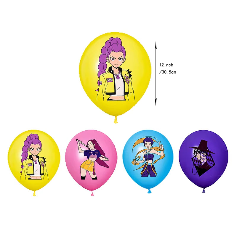 Hot Kpop Demon Birthday Party Decoration Huntrix Kpop Anime Birthday Party Supplies Hunter Group Cake Topper Balloons Decor Sets