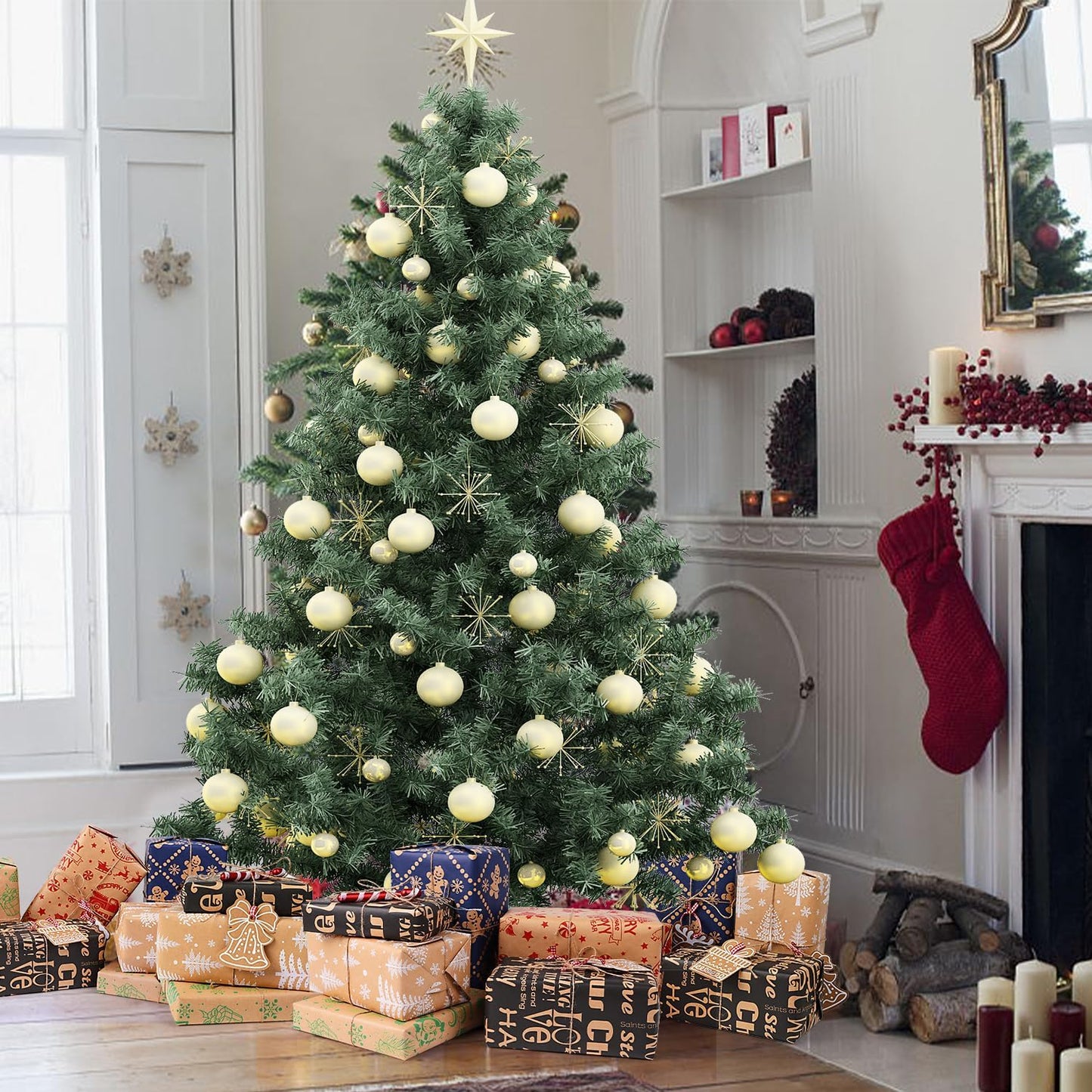 Christmas Wrapping Paper - Kraft Paper - 5 X 3M Xmas Wrapping Paper Rolls for Gifts Boxes Festival Winter Decorations - 43.2 Wide