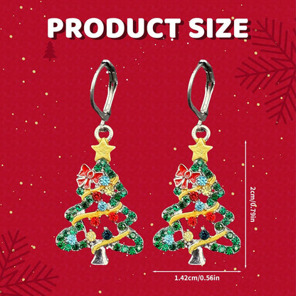 Christmas Tree Earrings,Christmas Earrings for Women Uk,Novelty Drop Dangle Earings Studs,Colourful Jewellery Tree Bow Earing Xmas Earring Accessories for Kids Girls Cheistmas Festive Party Gifts
