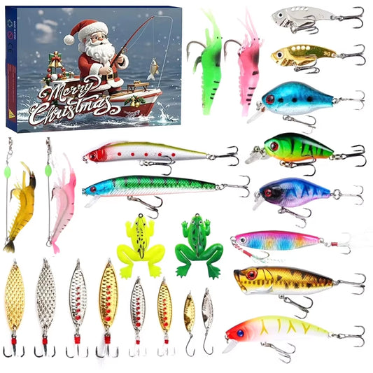 Fishing Advent Calendar 2024 24 Days of Christmas Countdown Calendar Xmas Surprise Fish Bait Gift for Fisher Adult Men