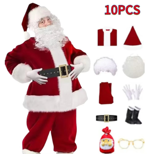 Santa Claus Gold Velvet Set Christmas Warm Clothing Men'S Christmas Clothing Adult Character Cosplay Costume