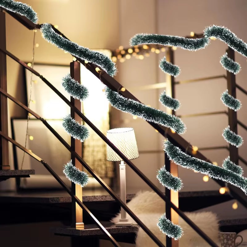 Wholesale Christmas Tinsel Ribbons Garland Green Cane Wreath Xmas Tree Hanging Pendent Ornaments Wedding Party Home Decoration