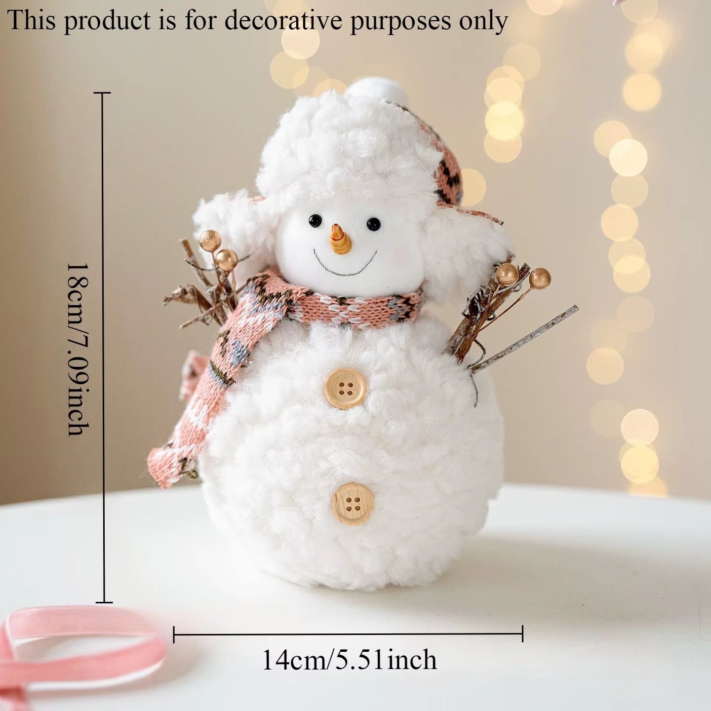 1Pc/3Pc Pink Knitted Christmas Snowman Ornaments, Desktop Decorations, Small Holiday Party Figurines, Holiday Party Decorations