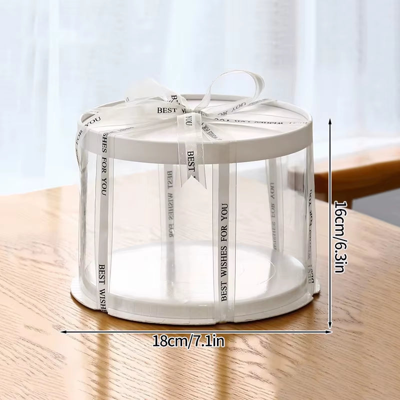 Transparent Birthday Cake Box Clear Gift Box Bakery Wrapping Boxes Cake Dessert Storage Boxes Wedding Party Present Case