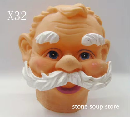 1Pc High-Quality 3D Vinyl Santa Claus Head Christmas Decorations Diy Accessories Craft Ornament Elderly Face