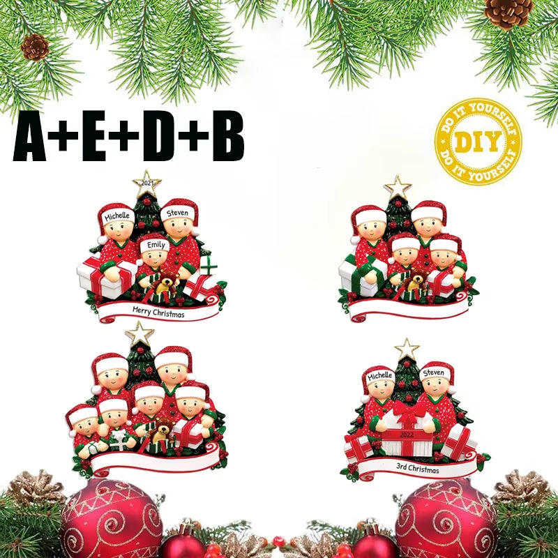 Christmas Pendant DIY Personal Family Christmas Decorations for Home 2D Acrylic Christmas Tree Hanging Ornament New Year 2026