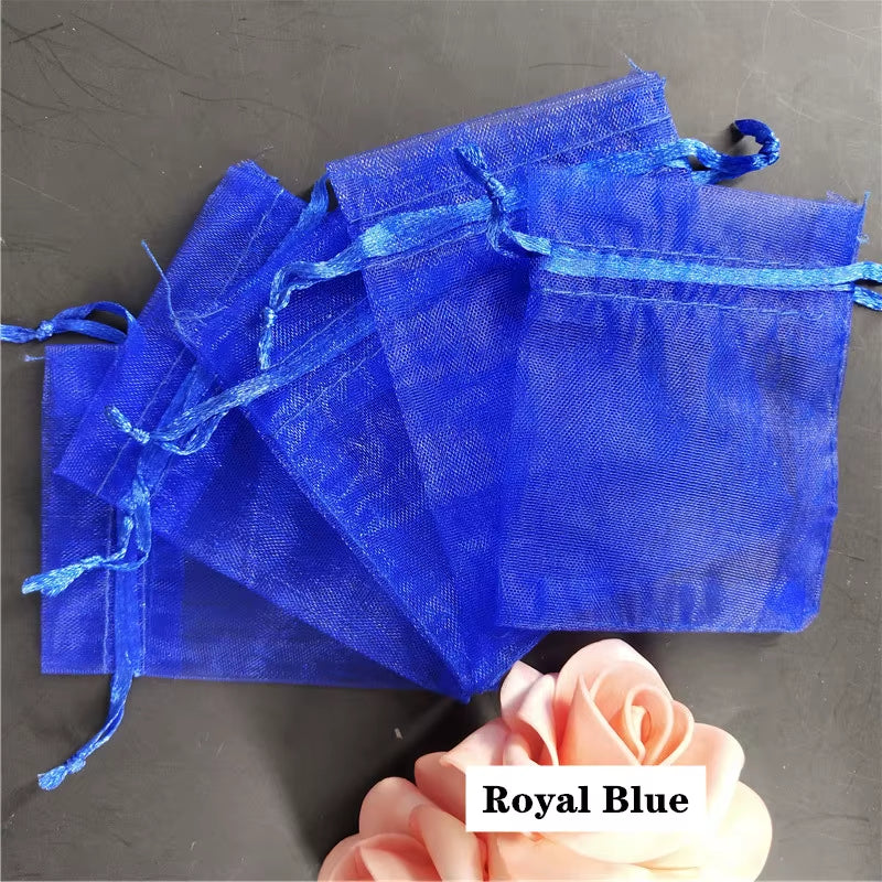 50Pcs Tulle Bags Organza Sheer Gauze Element Jewelry Bags Packing Drawable Organza Bags Wedding Christmas Organza Gift Bag 5Z