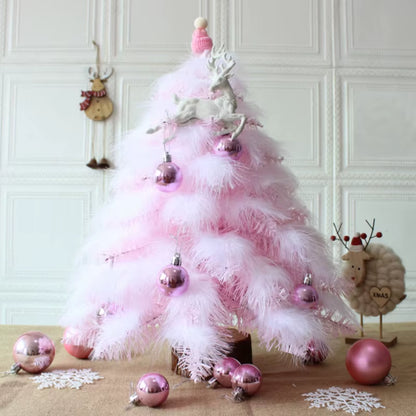 Pink Christmas Tree Package 45Cm/60Cm Mini Feather Christmas Tree Tabletop Ornament Christmas Ornament