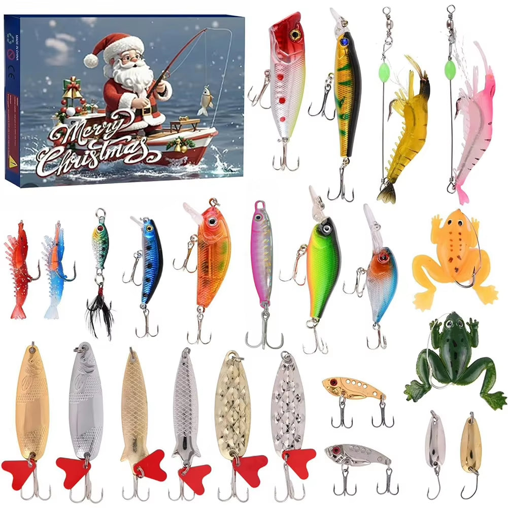 Fishing Advent Calendar 2024 24 Days of Christmas Countdown Calendar Xmas Surprise Fish Bait Gift for Fisher Adult Men