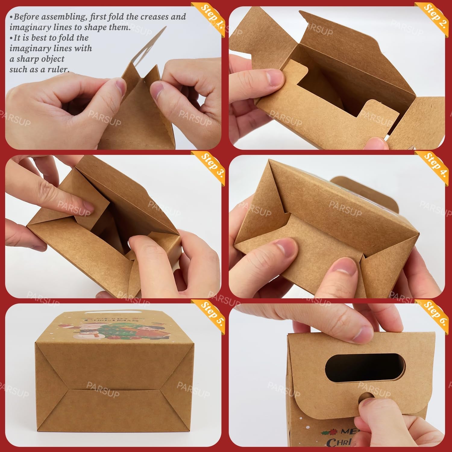 30Pcs Christmas Kraft Gift Bags, Christmas Candy Cookie Treats Party Paper Boxes Bags Assorted Styles Christmas New Year Holiday Party Treat Candy Supplies Presents