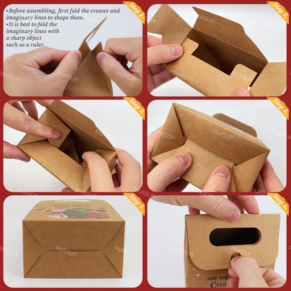 30Pcs Christmas Kraft Gift Bags, Christmas Candy Cookie Treats Party Paper Boxes Bags Assorted Styles Christmas New Year Holiday Party Treat Candy Supplies Presents