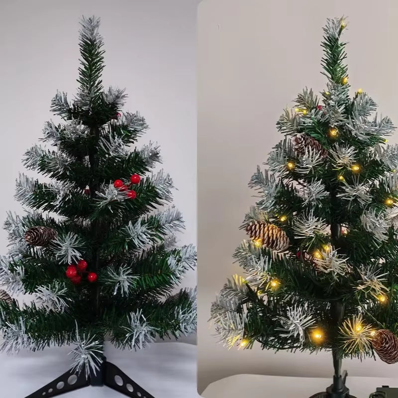 Mini Christmas Tree PVC with Led Light Bar Pinecone Table Top Christmas Tree 45Cm/60Cm Christmas Party Atmosphere Decoration