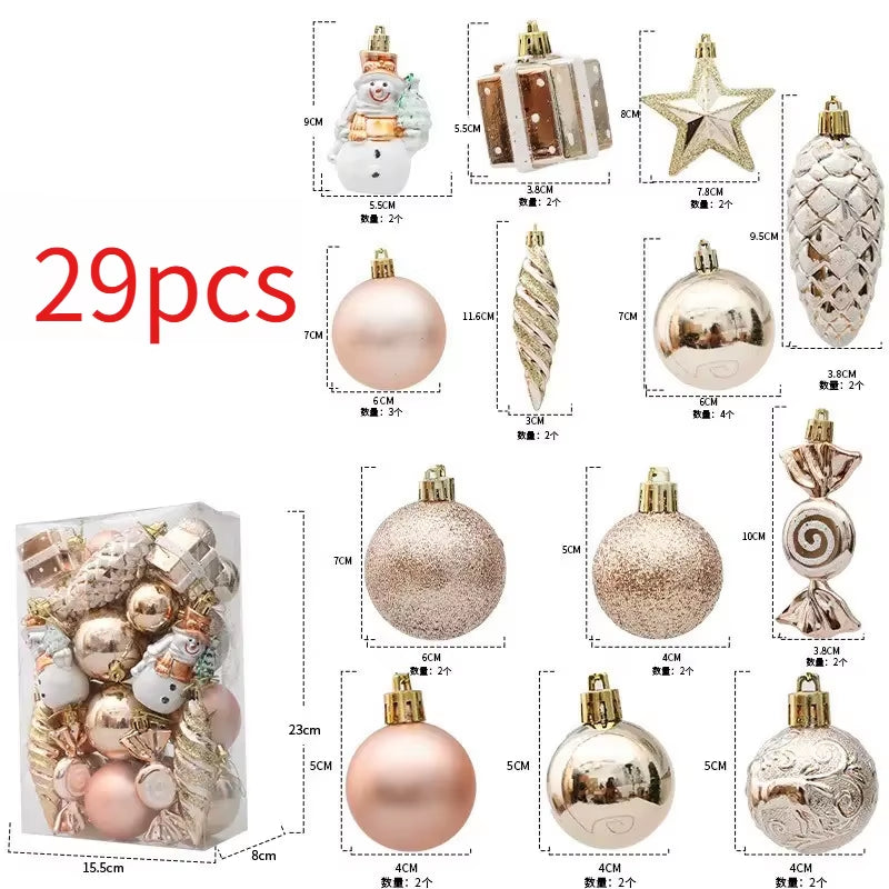 29/40/50Pcs Silver Red Special-Shaped Christmas Ball Ornaments Christmas Tree Party Decoration Christmas Spheres Pendant New