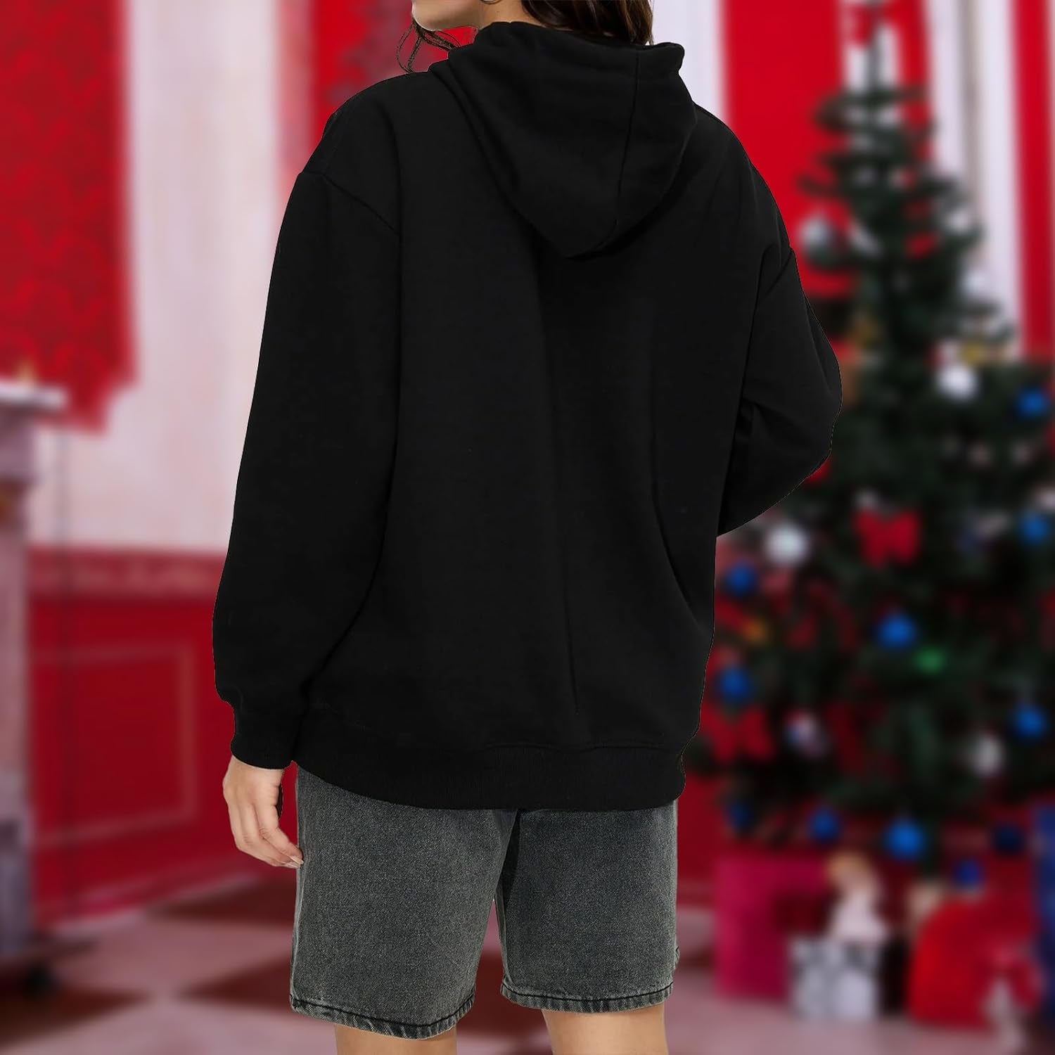 Womens Christmas Long Sleeve Pullover Hoodie Xmas Printed Sizes 8-22