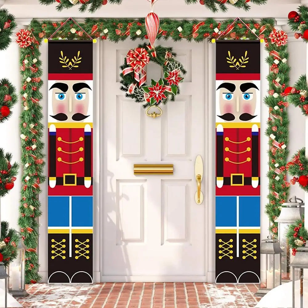Christmas Door Banner Porch Sign Christmas Decoration for Home Christmas Pendant Merry Christmas Ornaments 2022 Navidad