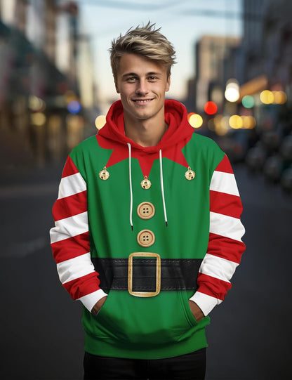 Ugly Christmas Hoodies Men Women Funny 3D Print Patterns Sweatshirt Pullover Couples Xmas Party Cool Tracky Hooded Jumper with Pockge