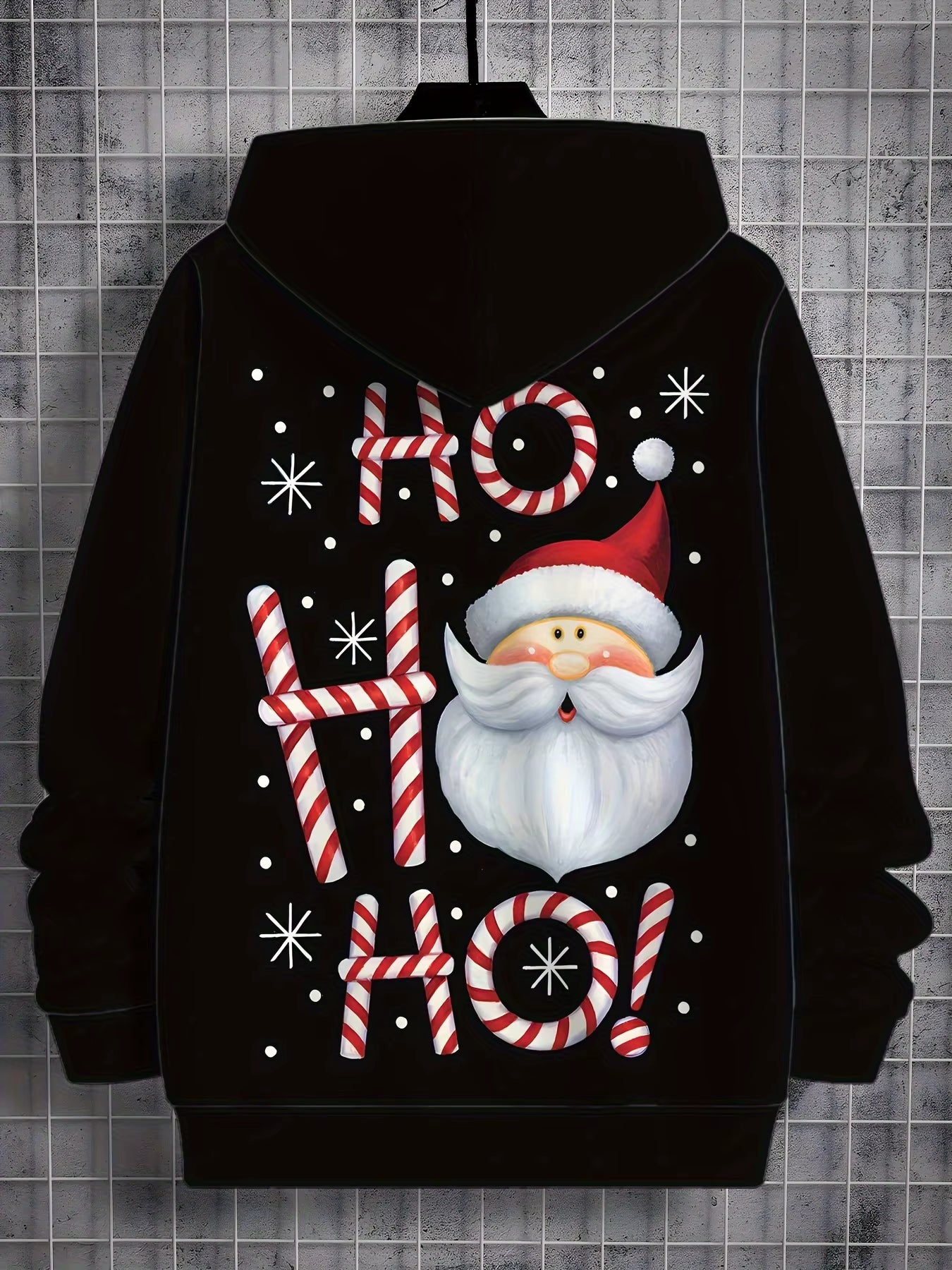 Men'S Santa Claus Hoodie Letter Print Hoodie Pullover Holiday Party Casual Winter Long-Sleeved Sweatshirt Harajuku Streetwear