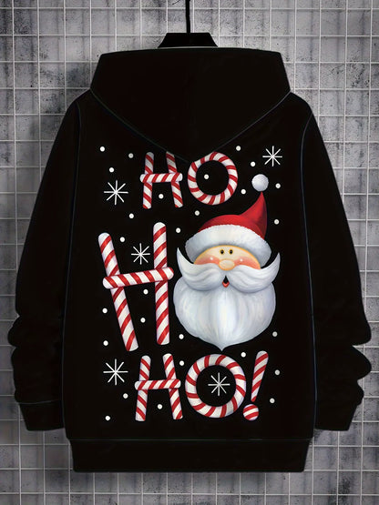 Men'S Santa Claus Hoodie Letter Print Hoodie Pullover Holiday Party Casual Winter Long-Sleeved Sweatshirt Harajuku Streetwear