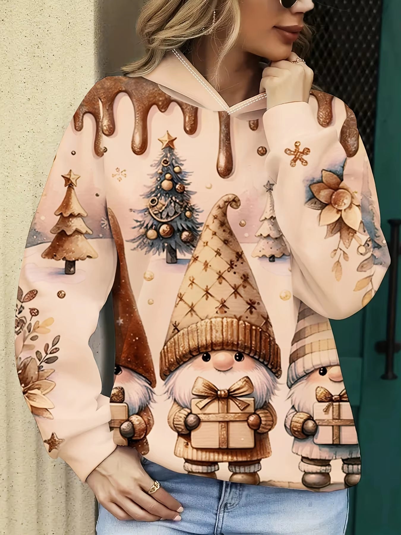 Christmas Santa Claus 3D Printed Pullover Hooded Sweatshirt Autumn and Winter Men'S and Women'S Couple'S Large Size Sweatshirt